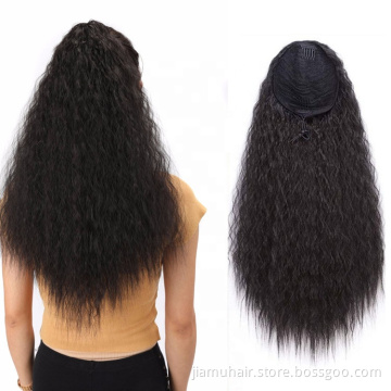 Long Puff Afro Drawstring Ponytail Synthetic Kinky Curly Ponytail Black Hair Extension Clip in Hairpiece Pony Tails